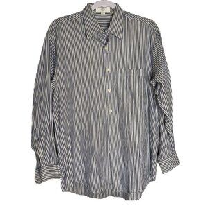 Valentino Blue Striped Long Sleeve Collared Oxford Shirt